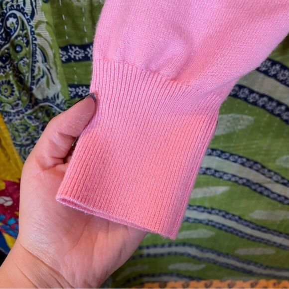 XOKR Kerri Rosenthal Pink Heart Mock Neck Sweater Size Large - Picture 4 of 14